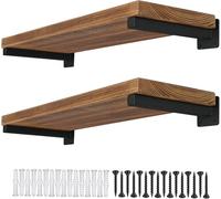 KBNIAN 4PCS Supports d'étagères en Métal Equerre pour Etagere Supports d'étagères Murales Equerre Etagere Mural Rétro Etagere Murale Forme T 20cm Equerre Etagere Flottant Flottants Noirs avec Vis