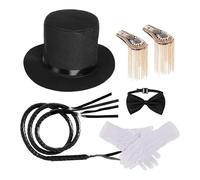 Kbnuetyg Ensemble de costume Ring Master - Chapeau de, épaulette, nœud papillon, gants de cosplay, tenue élégante de cosplay avec accessoire fouet | Tenue à thème élégante pour hommes et femmes pour