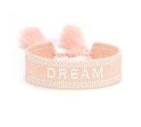 KBOLAE Bracelets en corde réglables avec pompons tissés pour une déclaration de mode chic avec verrouillage manuel et bords en polyester tissé à la main, kaki amour, Light-dream