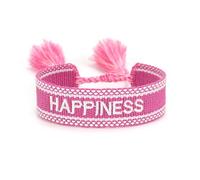 KBOLAE Bracelets en corde réglables avec pompons tissés pour une déclaration de mode chic, verrouillage manuel, bracelet en polyester tissé à la main, kaki amour, Shiny pink hose