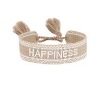 KBOLAE Bracelets en corde réglables avec pompons tissés pour une déclaration de mode chic Verrouillage manuel en polyester tissé à la main Bracelet khaki amour, Khaki happiness