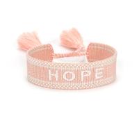 KBOLAE Bracelets en corde réglables avec pompons tissés pour une déclaration de mode chic, verrouillage manuel, bracelet en polyester tissé à la main, kaki amour, Light pink hope