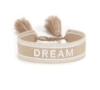 KBOLAE Bracelets en corde réglables avec pompons tissés pour une déclaration de mode chic Verrouillage manuel en polyester tissé à la main Bracelet vert kaki amour, Khaki dream