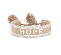 KBOLAE Bracelets en corde réglables avec pompons tissés pour une déclaration de mode chic, verrouillage manuel, bracelet en polyester tissé à la main, kaki amour, Khaki hope