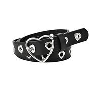 KBOLAE Ceinture en cuir PU avec cœur en cuir pour femme, noir, cœur B, 106 x 2,3 cm, Cœur noir B, 106 x 2,3 cm, 106x2.3cm
