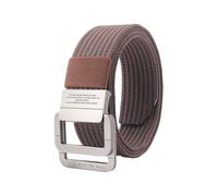 KBOLAE Ceinture réglable à double anneau en D pour homme et femme Robuste et tendance et facile à régler. Ceinture en toile rouge, café, 120 cm