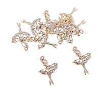 KBOLAE Lot de 10 breloques dorées en strass pour danseuse de ballet, 30x19mm, Polyester