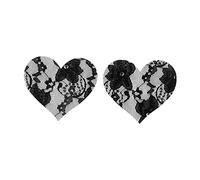 KBOLAE Lot de 2 cache-tétons ronds en dentelle réutilisables Noir, cœur, Option al