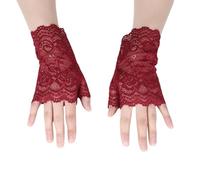 KBOLAE Mitaines en dentelle pour femme - Pour mariage, danse, fête, décoration, petite amie, mariée - Confortable - Noir, rouge vin, as description