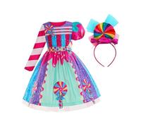 KBOLAE Robe de princesse colorée pour filles - 130 cm - 130 cm