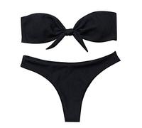 KBOPLEMQ Bikini bandeau pour femme - Deux pièces - Sexy - String - Bikini - Push Up String - Sexy - Bas de bikini - Tanga - Maillot de bain, Noir , L
