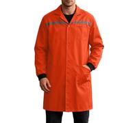 KBOPLEMQ Blouse de travail pour homme avec bandes réfléchissantes à manches longues - Manteau de travail ample avec boutons - Bandes réfléchissantes - Vêtement de protection - Uniforme d'atelier