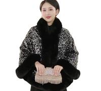 KBOPLEMQ Cape d'hiver pour femme - Poncho à paillettes - Boléro Shrug brillant - Veste de soirée ouverte à l'avant - Cardigan - Écharpes et enveloppement pour robes de soirée de mariage - Longue étole
