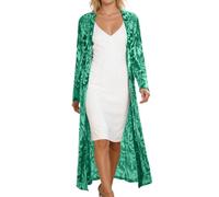 KBOPLEMQ Cardigan à paillettes pour femme - Longue veste ouverte - Cardigan avec paillettes - Manches longues - Manteau élégant pour fête, carnaval et carnaval - Robe de soirée - Veste fine ouverte à