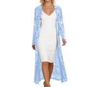 KBOPLEMQ Cardigan à paillettes pour femme - Longue veste ouverte - Cardigan avec paillettes - Manches longues - Manteau élégant pour fête, carnaval et carnaval - Robe de soirée - Veste fine ouverte à