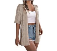 KBOPLEMQ Cardigan léger pour femme - Crochet ouvert sur le devant - Manches courtes - Cardigan d'été - Veste de protection solaire - Kimono décontracté - Manteau en tricot élégant - Boléro léger, Z1