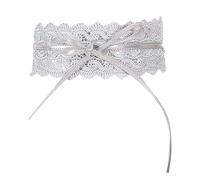 KBOPLEMQ Ceinture large en dentelle pour femme - Ceinture élastique - Ceinture élastique - Mode Cinch Stretch - Ceinture rétro - Large ceinture à lacets en cuir, argenté, taille unique