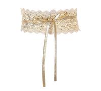 KBOPLEMQ Ceinture large en dentelle pour femme - Ceinture élastique - Ceinture élastique - Mode Cinch Stretch - Ceinture rétro - Large ceinture à lacets en cuir, or, taille unique