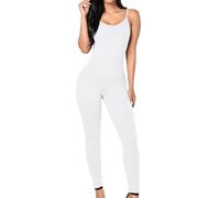 KBOPLEMQ Combinaison à bretelles spaghetti pour femme - Coupe ajustée - Dos nu - Rembourrée - Ventre - Yoga - Sport - Une pièce - Sans manches - Bodycon - Scrunch Butt Yoga Rompers - Sexy - Gym -