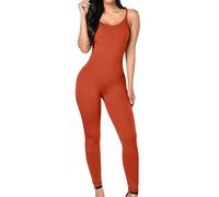 KBOPLEMQ Combinaison à bretelles spaghetti pour femme - Coupe ajustée - Dos nu - Rembourrée - Ventre - Yoga - Sport - Une pièce - Sans manches - Bodycon - Scrunch Butt Yoga Rompers - Sexy - Gym -