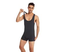 KBOPLEMQ Combinaison de lutte pour homme - Coupe ajustée - Combinaison de sport - Une pièce - Sans manches - Maillot d'haltérophilie - Transparent, Noir , M
