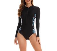 KBOPLEMQ Combinaison de surf en néoprène pour femme - Avec fermeture éclair - Une pièce - Rashguard UPF 50+ - Maillot de bain à manches longues - Rash Guard - Combinaison de surf - Combinaison de surf