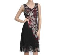 KBOPLEMQ Costume Charleston pour femme - Robe de cocktail à paillettes - Robe de cocktail en maille - Robe de soirée vintage des années 1920 - Robe de danse courte - Robe de danse latine élégante -