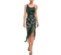KBOPLEMQ Costume Charleston pour femme - Robe de soirée Gatsby des années 1920 - Robe de soirée vintage - Robe Gatsby à paillettes - Ourlet à pompons - Robe de cocktail - Robe de bal de fin d'année, O