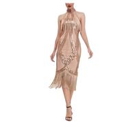 KBOPLEMQ Costume Charleston pour femme - Robe vintage des années 1920 - Gatsby - Paillettes - Ourlet à franges - Robe de cocktail flapper - Robe de bal - Robe flapper Gatsby - Robe de soirée femmes