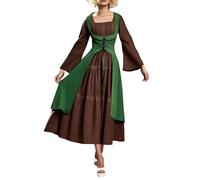 KBOPLEMQ Costume médiéval pour femme - Robe de Renaissance pour femme - Avec manches trompettes - Forme trapèze - Robe victorienne - Elfes et pirates - Pour cosplay, Halloween, fête, gothique