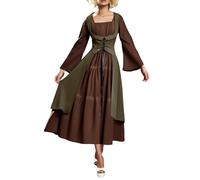 KBOPLEMQ Costumes médiévaux pour femme - Robe de fête, style gothique - Costume de carnaval - Robe longue - Elfes et pirates - Robe victorienne - Avec manches trompette - Pour Halloween et cosplay