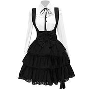 KBOPLEMQ Dirndl pour femme - Robe midi pour femme - Costume de fête de la bière - Tenue Dirndl - Noir - Ensemble jupe Lolita à revers - Robe à taille haute - Costume de bière - Robes Lolita Dirndl