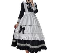 KBOPLEMQ Dirndl pour femme - Robe midi pour femme - Tenue de travail - Lolita Maid - Cosplay - Costume traditionnel Dirndl - Robe pour carnaval - Robe Dirndl pour la fête de la bière, Q noir., XL