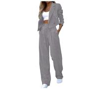 KBOPLEMQ Ensemble 2 pièces pour femme - Col à revers - Pour le bureau - Décontracté - Rayé - Imprimé blazer - Veste de costume à manches longues - Pantalon droit - Pantalon slim - 2 pièces - Tenue