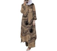 KBOPLEMQ Ensemble de 2 vêtements de prière pour femme musulmane - Tenue Ramadan Dubaï - Vêtements islamiques - Haut à manches longues et pantalon long pour femme - Abaya, P café, XL