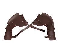 KBOPLEMQ Épaule médiévale rétro en cuir synthétique Steampunk - Ajustable - Style viking - Chevalier - Pour cosplay - Accessoire de costume - Avec ceinture et armure, café, taille unique