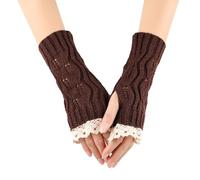 KBOPLEMQ Gants d'hiver tricotés pour femmes - Manchettes sans doigts - Tricot fin - Long chauffe-mains - Sans doigts - Gants chauds en tricot - Chauffe-mains - Manchettes chauffe-bras, O Café., taille
