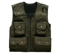 KBOPLEMQ Gilet de pêche léger pour homme, safari, chasse, randonnée, pêche, safari, multifonction, respirant, sans manches, pour le travail, les voyages, Vert kaki, M