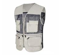 KBOPLEMQ Gilet d'extérieur pour homme avec filet multi-poches - Gilet de pêche - Pour la chasse, la pêche, le camping, la randonnée, la photographie - Sans manches - Veste de pêche d'été respirante -