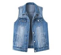 KBOPLEMQ Gilet en jean classique pour femme - Sans manches - Avec bouton - Cardigan en denim - Sans manches - Décontracté - Coupe ajustée - Veste mi-saison - Veste de camionneur - Veste de moto, Z2