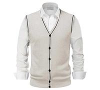KBOPLEMQ Gilet en laine pour homme avec col en V - Coupe décontractée - Cardigan classique pour gentleman - Affaires - Tricot avec boutons - Pour les costumes - Gilet d'automne et d'hiver - Pull sans