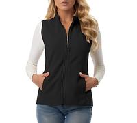 KBOPLEMQ Gilet polaire ultra léger pour femme - Veste polaire fine pour l'extérieur - Sans manches - Pour le printemps et l'automne - Col montant - Avec poches zippées, Noir , XXL