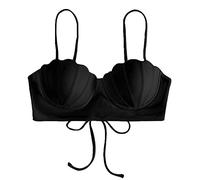 KBOPLEMQ Haut de bikini noir gros seins femme haut de bikini sexy push-up haut de bikini cravate haut de bikini licou string bretelles rembourré avec armatures maillot de bain, O Noir., XL