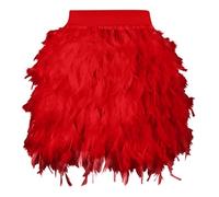 KBOPLEMQ Jupe à plumes pour femme - Mini jupe en plumes - Costume de carnaval - Mini jupe noire - Taille moyenne - Jupe trapèze - Lingerie gothique rave - Jupon rétro - Tutu - Cosplay, O rouge., S