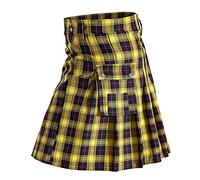 KBOPLEMQ Jupe écossaise à carreaux pour homme - Jupe plissée - Taille haute - Jupe courte à carreaux - Jupe médiévale - Kilt écossais pour homme - Vêtements gothiques - Noir vintage, C jaune., S