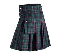 KBOPLEMQ Jupe écossaise à carreaux pour homme - Jupe plissée - Taille haute - Jupe courte à carreaux - Jupe médiévale - Kilt écossais pour homme - Vêtements gothiques - Noir vintage, C vert., M