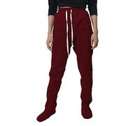 KBOPLEMQ Pantalon de pyjama pour femme en coton - Longue chemise de nuit à carreaux en coton pour l'hiver, pantalon de maison chaud avec poches, chemise de nuit qui recouvre les pieds, pantalon de