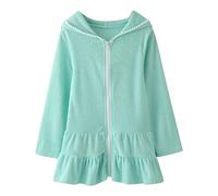 KBOPLEMQ Poncho de bain pour enfant avec capuche - Couleur unie - Robe de plage pour fille - Maillot de bain - Robe d'été - Natation Cover Up - Manches courtes - Robe pour adolescente - Poncho - Robe