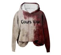 KBOPLEMQ Problem Gelöst Sweat à capuche pour femme Costume d'Halloween imprimé Blood effrayant sanguin Sweat-shirt à capuche et poche Sweat à capuche à manches longues Gothique Carnaval Pull