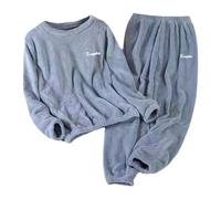 KBOPLEMQ Pyjama 2 pièces pour homme - En polaire - Long hiver - En flanelle - Confortable - Doux - Chaud - Col rond - Ensemble de 2 pièces